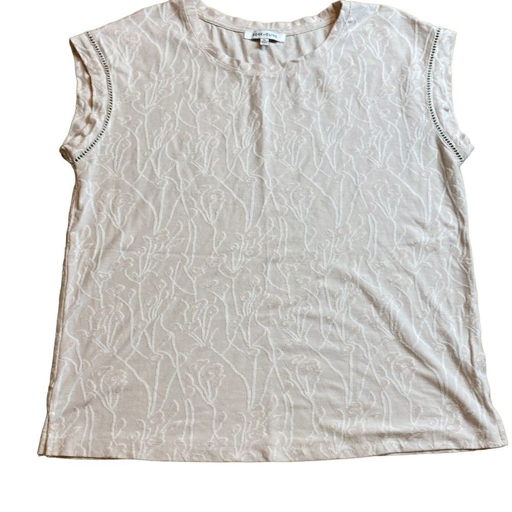 Womens Rose + Olive Floral Boho Art Nouveau Shirt Top Blouse XL pink‎